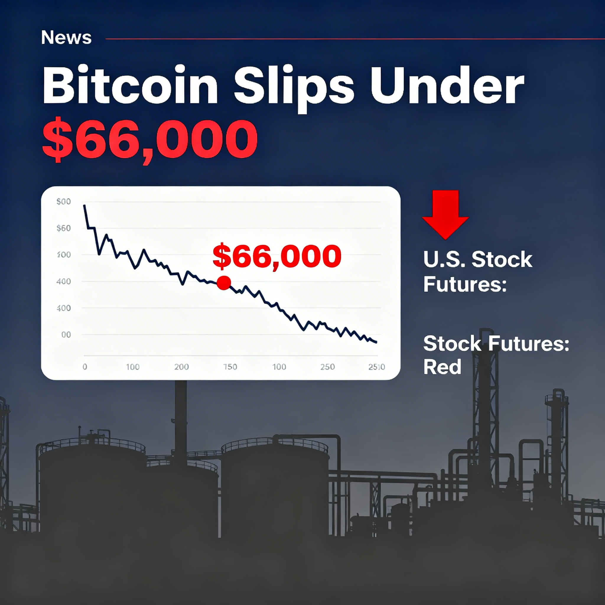 Bitcoin retreats beneath $66K, U.S. futures bleed amid Iran assault on Saudi oil infrastructure.