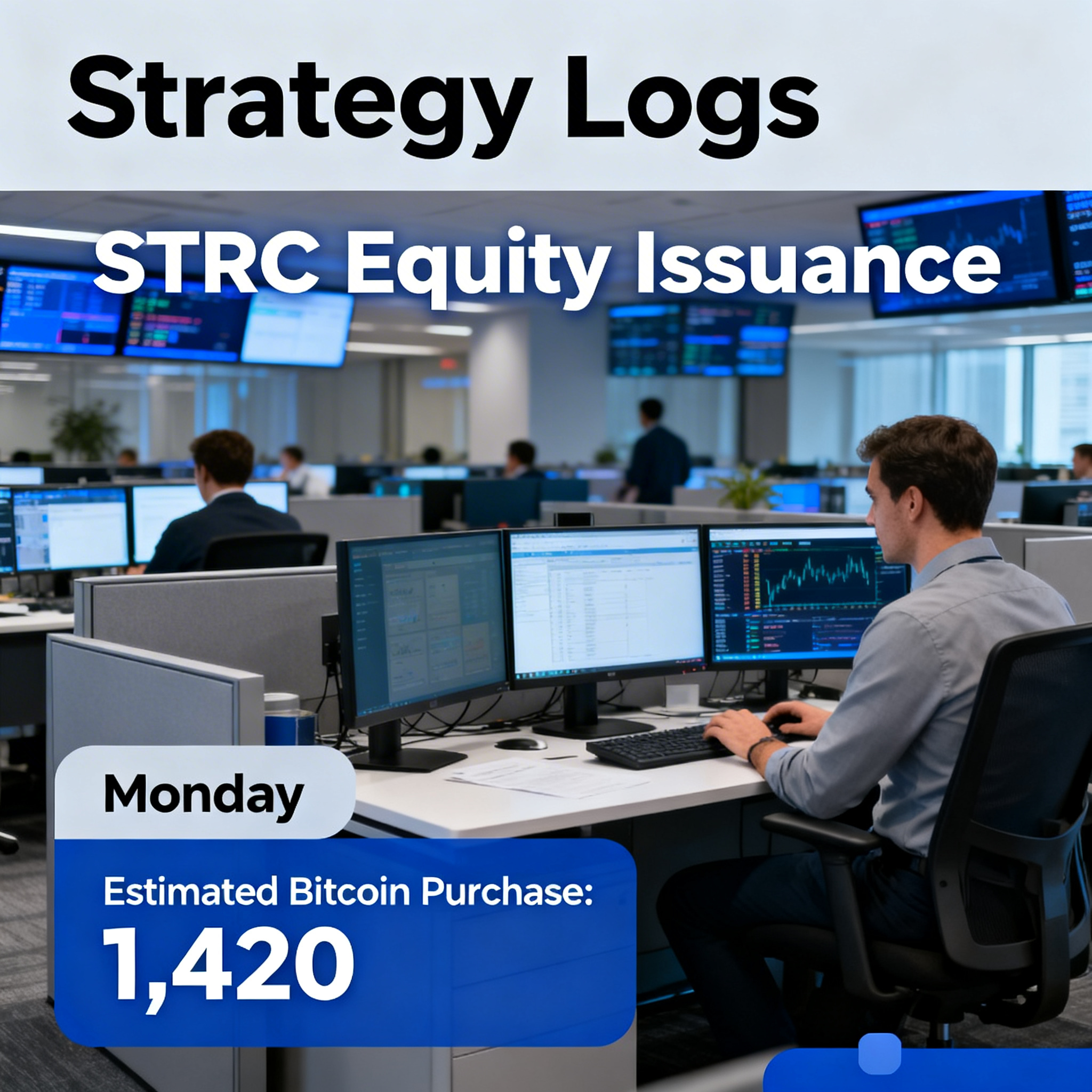 According to company records, Strategy (formerly MicroStrategy) conducted a STRC equity issuance Monday, purchasing an estimated 1,420 Bitcoin.