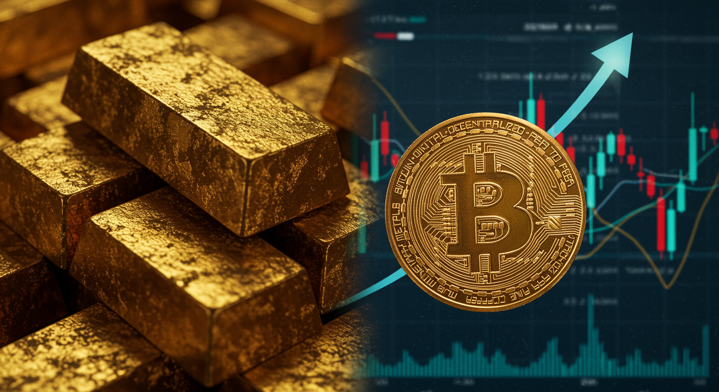 Bitcoin gains momentum while gold endures its longest decline in a century.