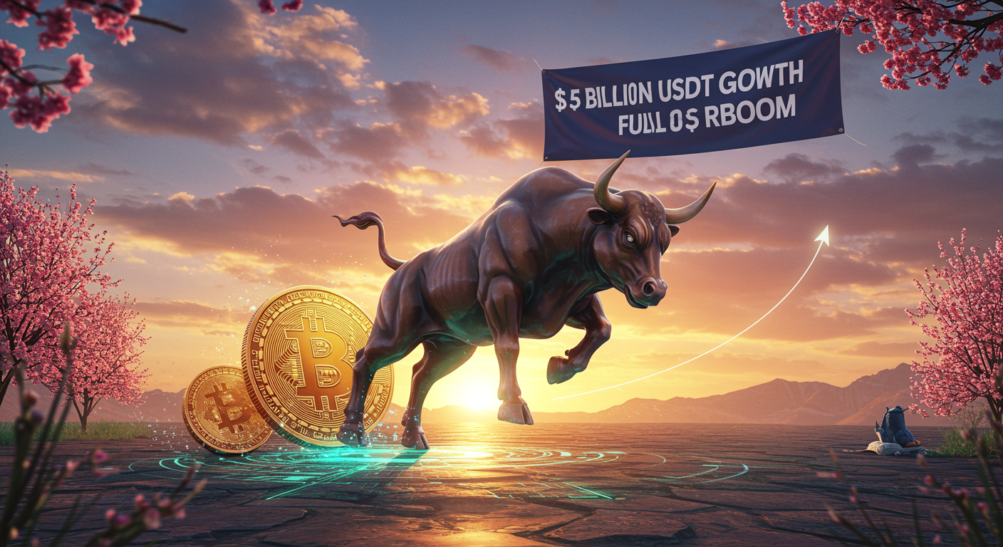 Bitcoin is nearing its strongest month in a year as $5 billion in USDT growth helps fuel the recovery.