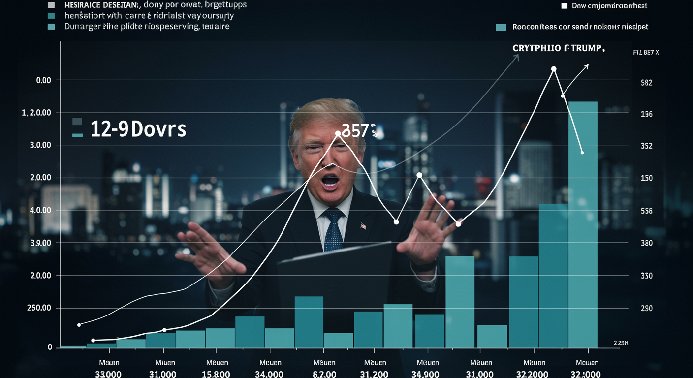 Freepik Dynamic Newsroom Graphic With Charts Crypto Up Oil Down Subtle Annotations Referencing Trump Comments 0017