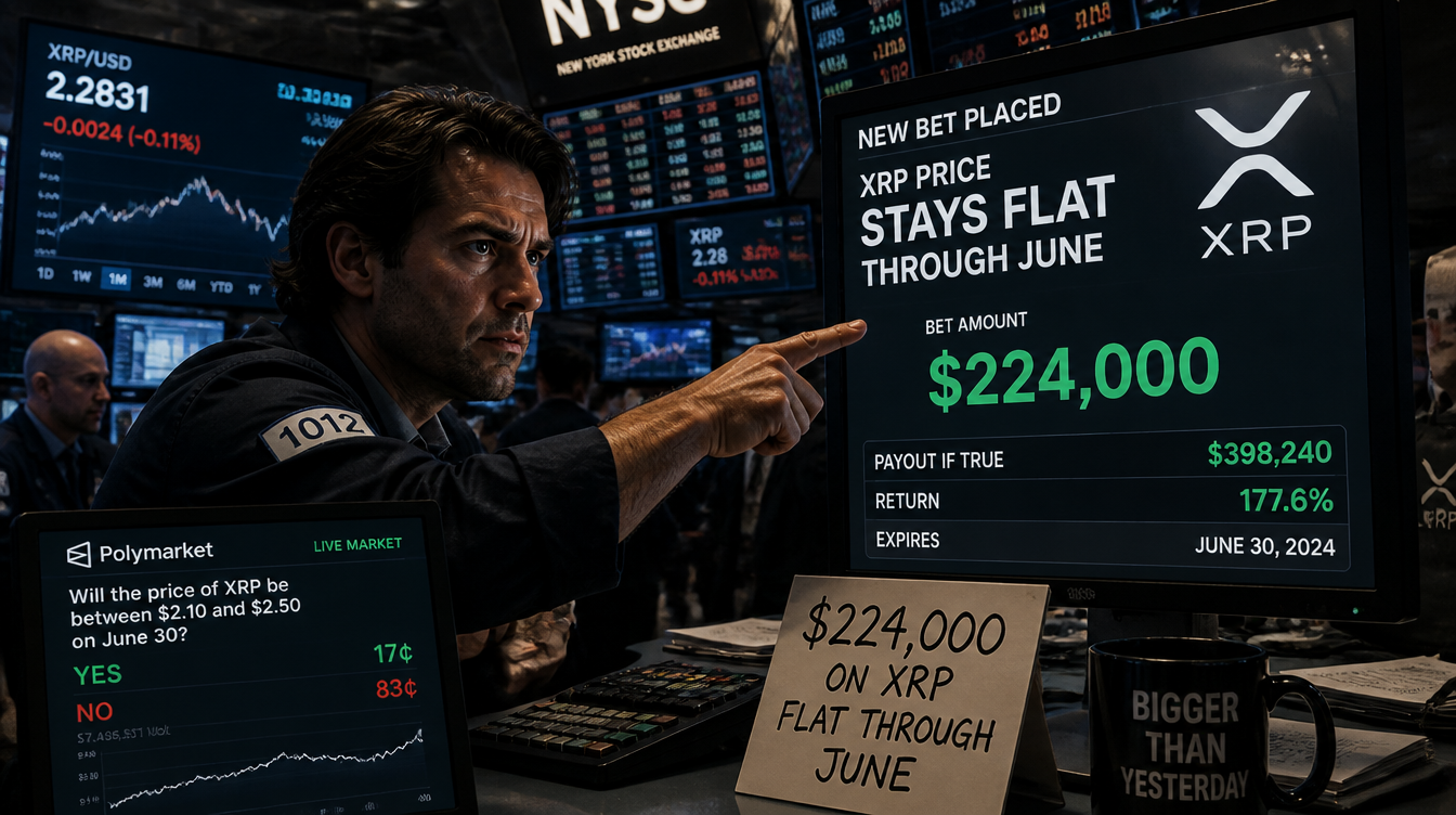 A large crypto investor has bet $224,000 that XRP’s price will show no movement at all during June