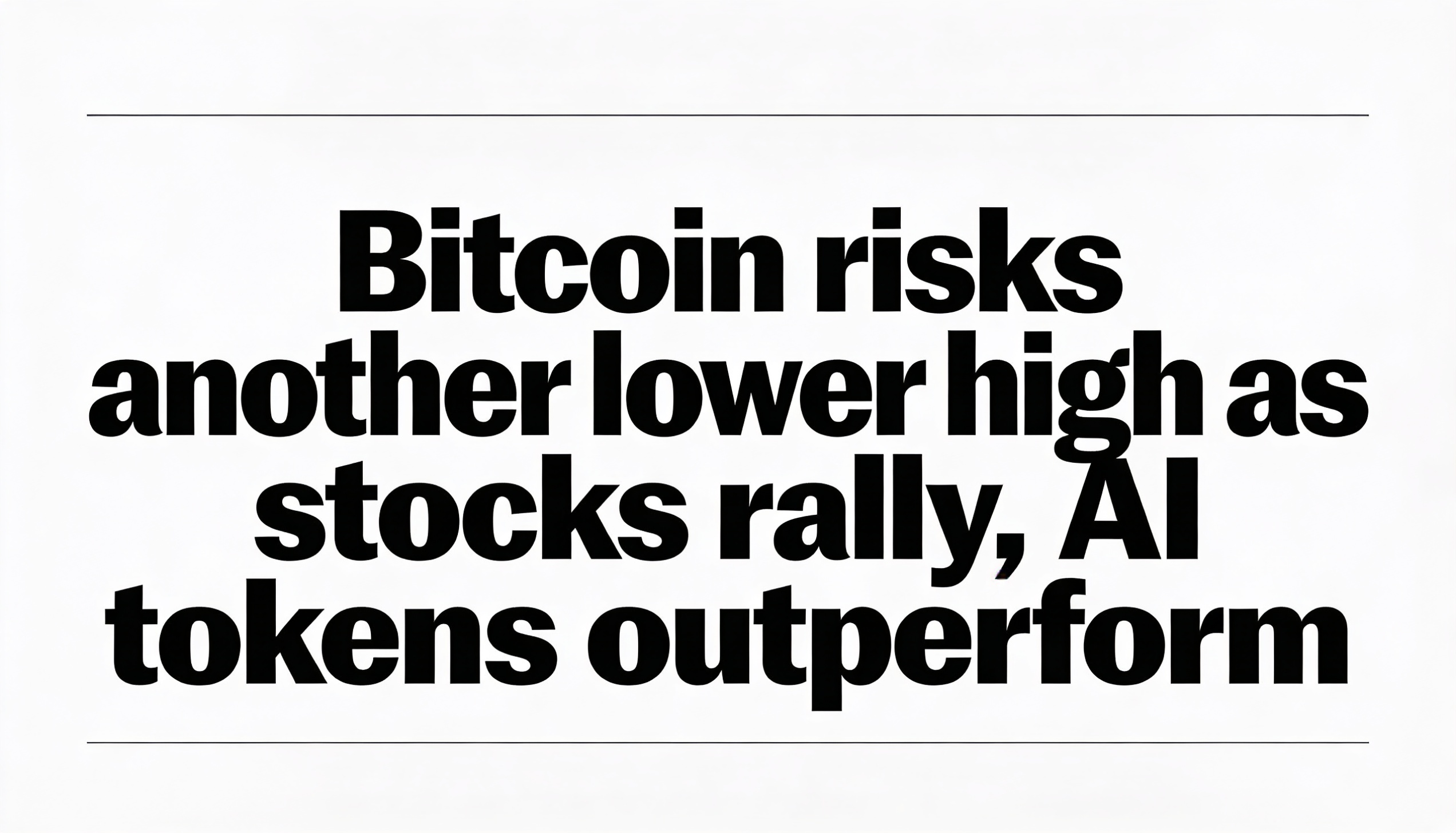 With equities advancing and AI tokens surging ahead, Bitcoin risks extending its pattern of lower highs.