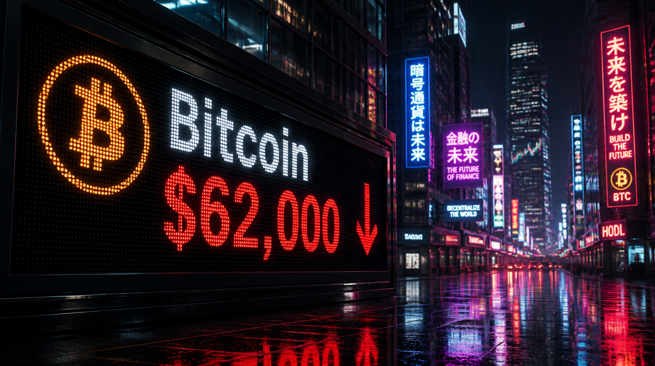 BTC Drops to $62,000 Amid Global Selloff Triggered by Korea Market Slump