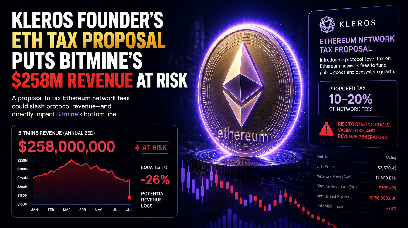 Kleros Founder Sparks Concern as ETH Tax Idea Endangers Bitmine’s $258M Revenue
