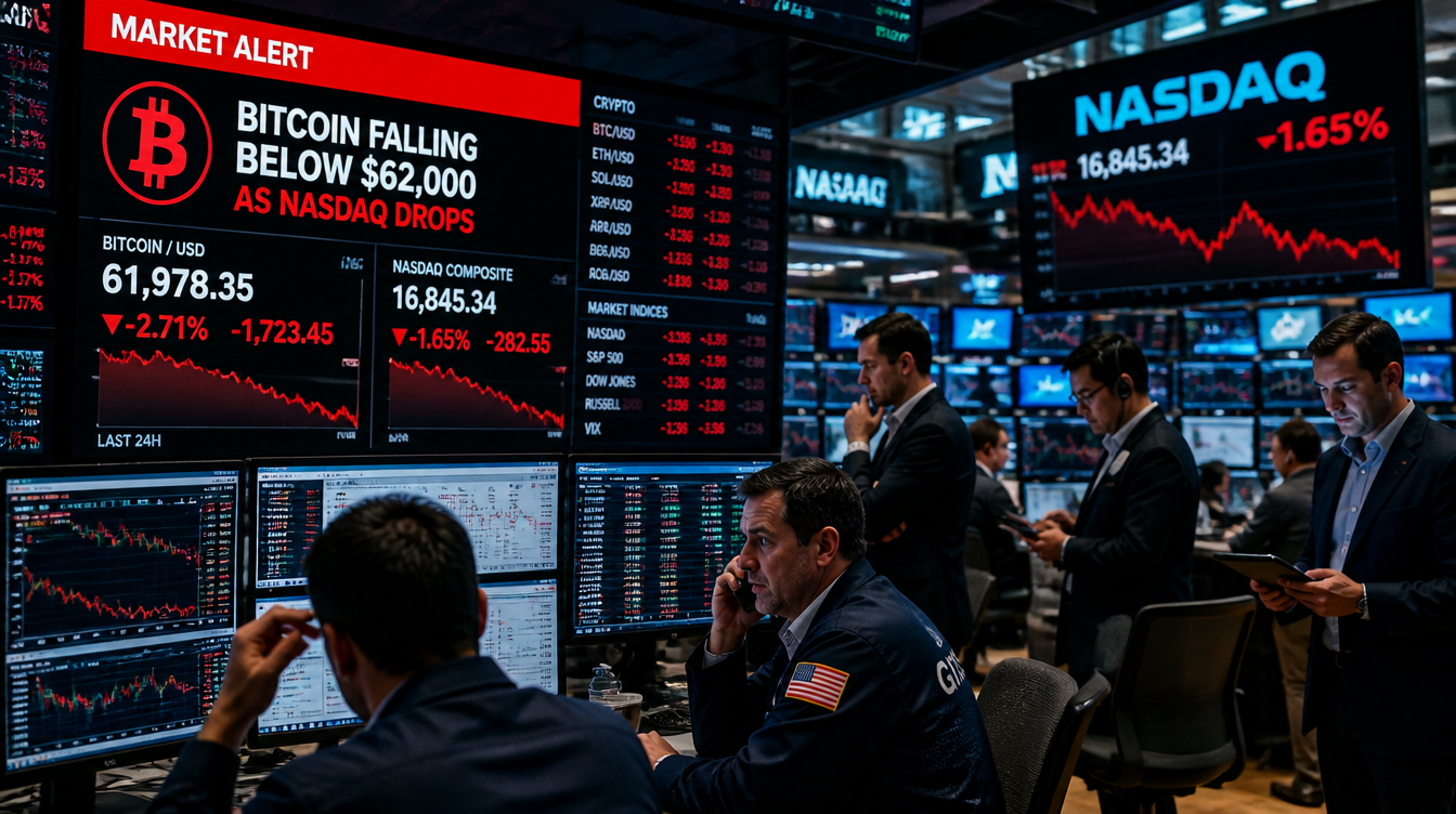 Crypto and Tech Under Pressure: Bitcoin Struggles Below $62,000