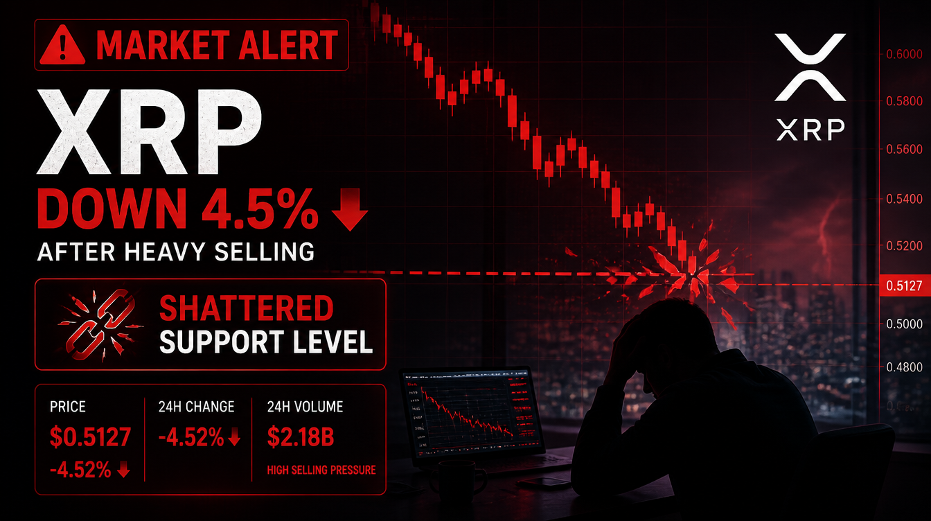 Heavy Selling Pressure Drags XRP Down 4.5%, Breaking Support