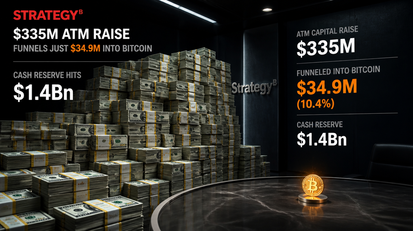 Bitcoin Gets $34.9M From Strategy’s $335M Raise While Cash Holdings Surge
