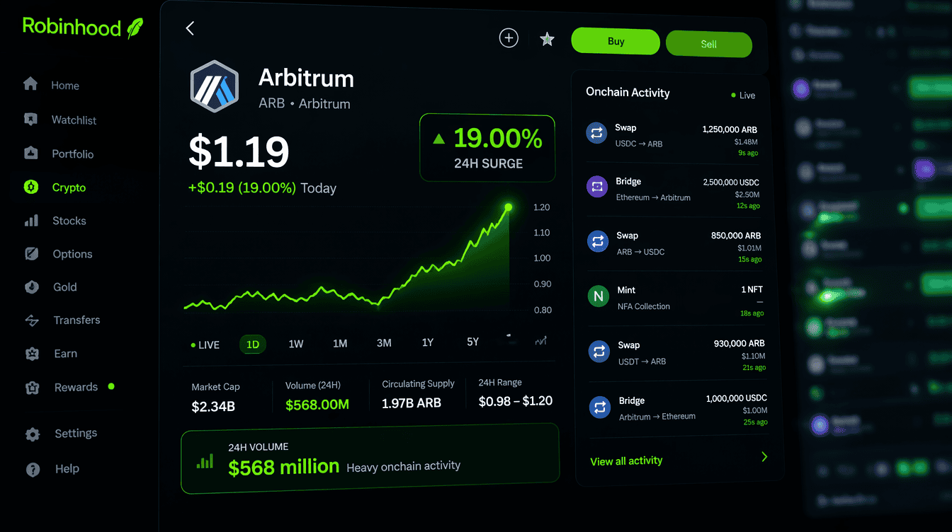 ARB Rallies as Robinhood’s Crypto Expansion Sparks Fresh On-Chain Demand