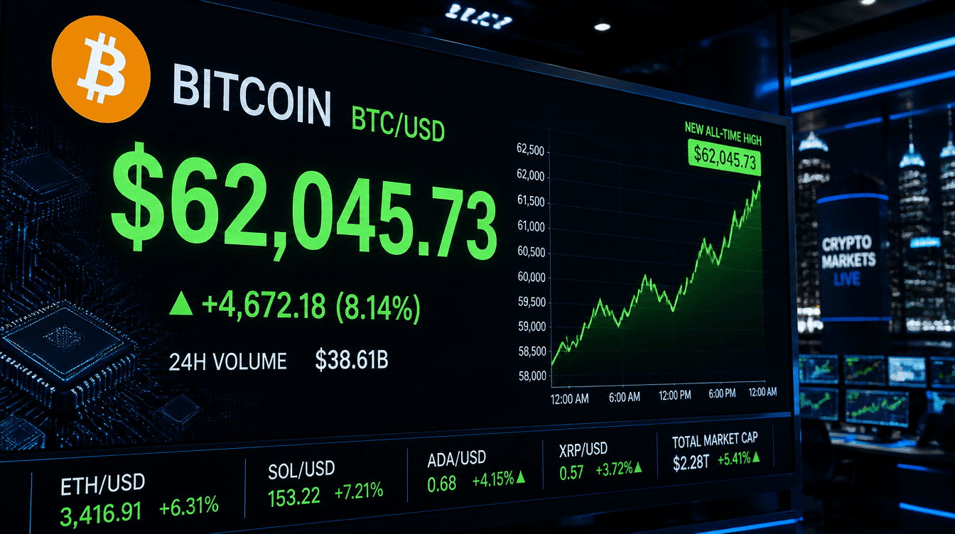 Bitcoin Surges Beyond $62K Amid Early Signs of Weakness in Chip Stocks — Live Coverage