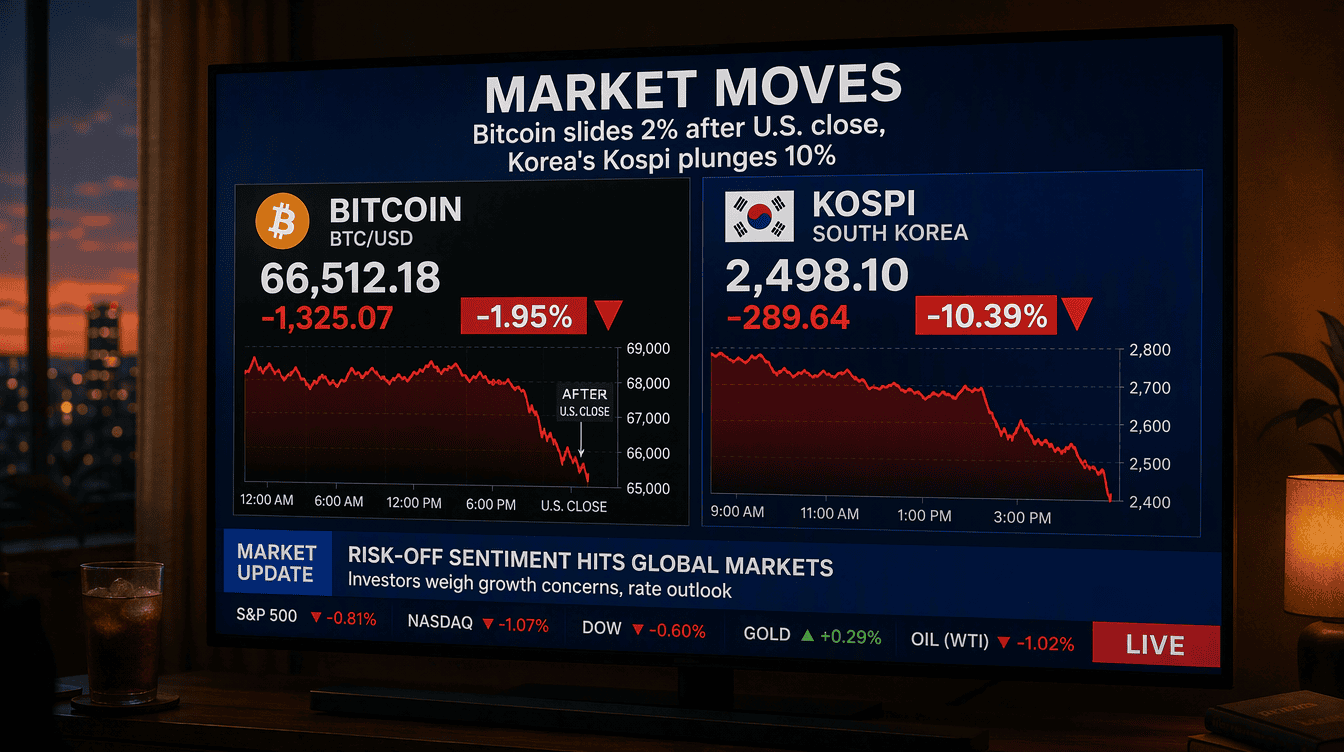 Crypto Markets Turn Lower as Bitcoin Falls Alongside South Korea’s Stock Collapse