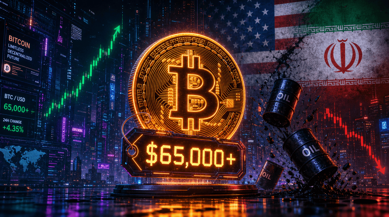 Crypto Rallies With Bitcoin Over $65K After U.S.–Iran Stand Down, Oil Falls 5%