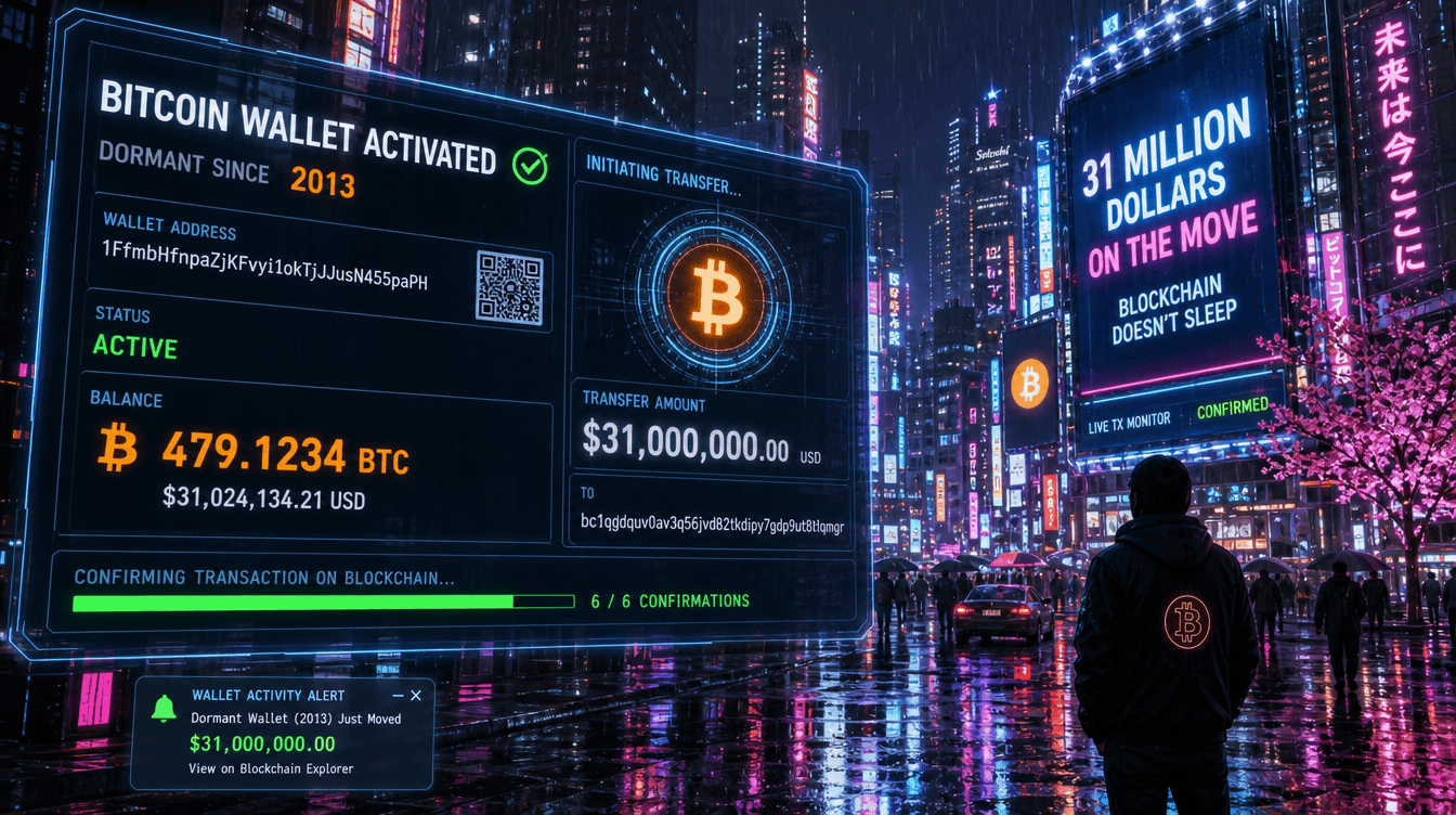 $31M in Bitcoin Leaves a 2013-Era Wallet, Adding to Wave of Dormant BTC Movements