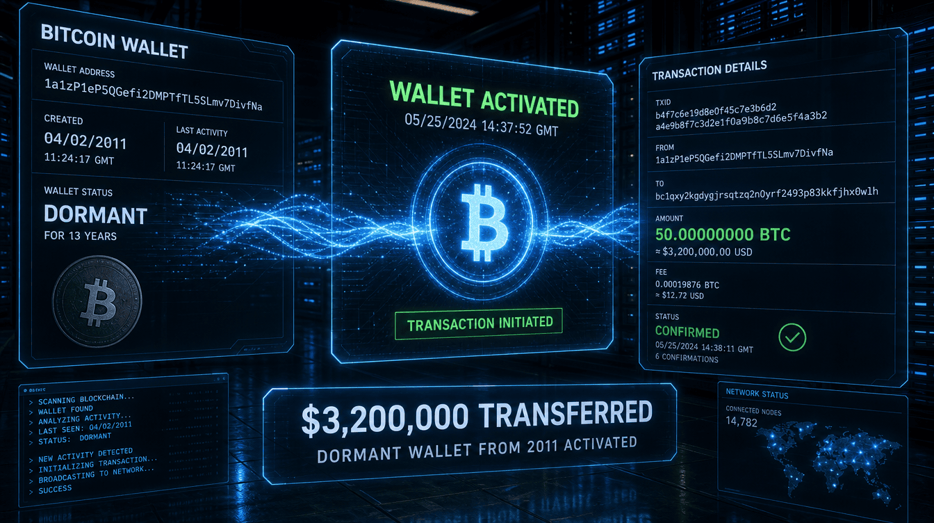 2011 Bitcoin Wallet Breaks Silence With $3.2M Transfer to Institutional Crypto Address