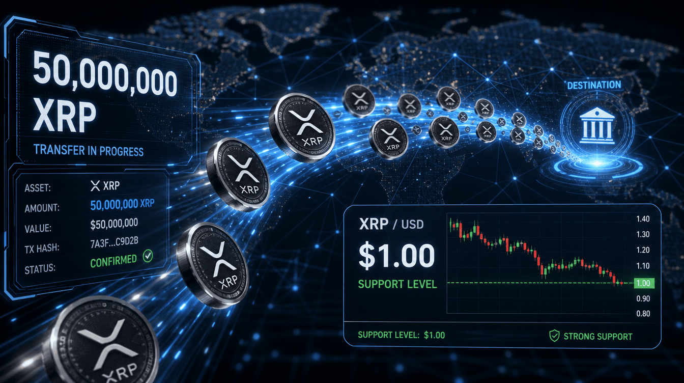 XRP Faces $1 Support Test as Ripple-Linked Wallet Moves 50M Tokens