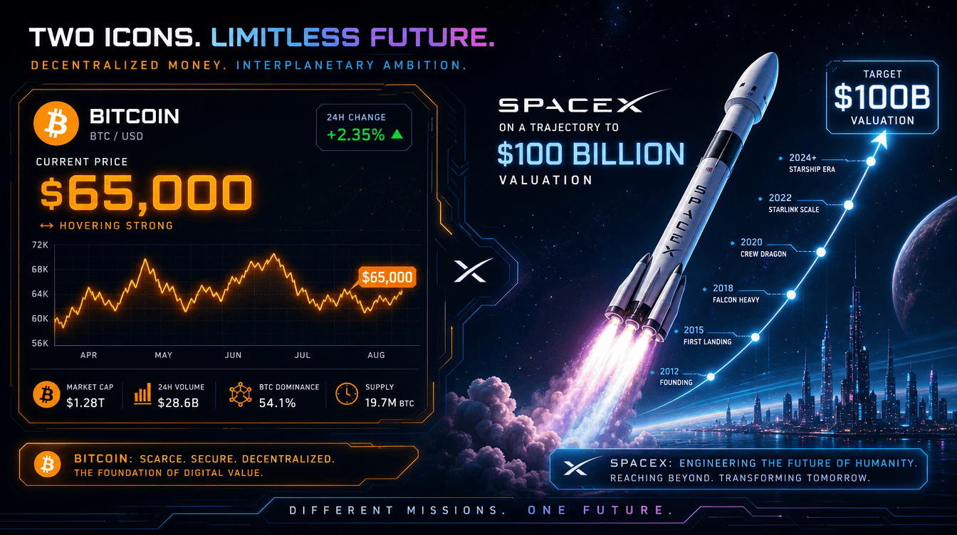 Crypto Markets Watch BTC’s $65K Level as SpaceX Moves Toward $100B Milestone