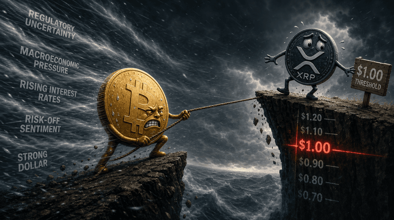 Bitcoin Battles Selling Pressure as XRP Teeters Around $1