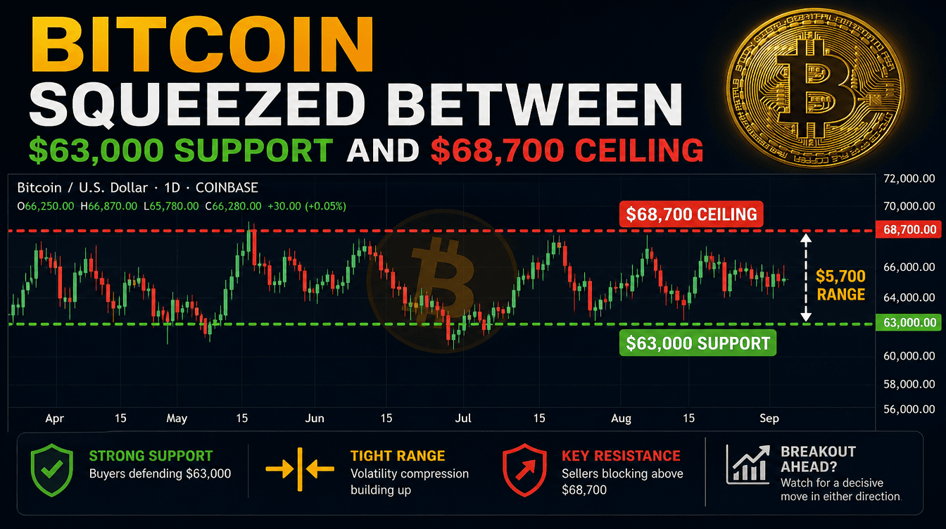 Bitcoin Price Boxed In Between $63K Floor and $68.7K Ceiling